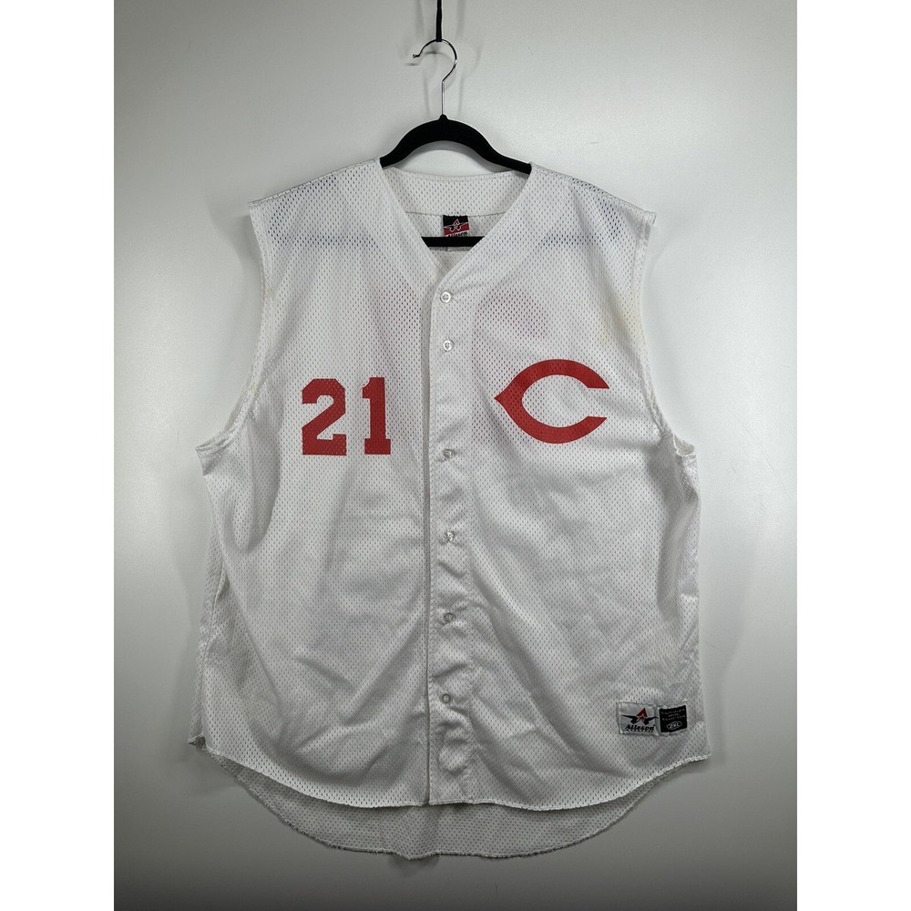 Vintage Alleson 2XL Cincinnati Reds #21 Baseball Mesh Button Up Jersey Sleeveles
